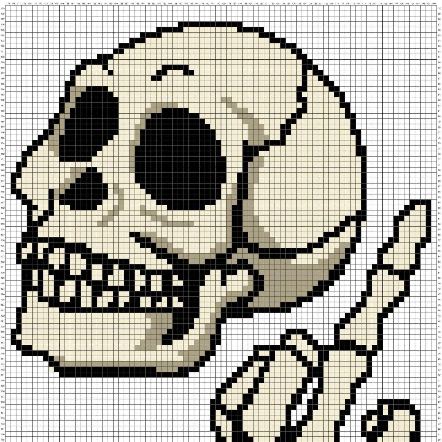 Creepy Skull Middle Finger Pattern And Graph C2C & Tapestry Crochet | Skull Finger Afghan Crochet Skull Throw C2C Skull Blanket Birthday