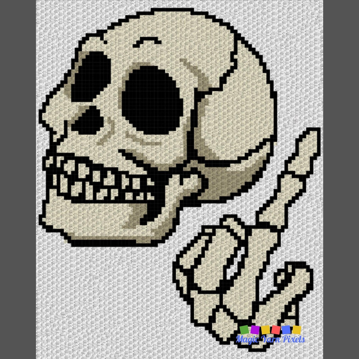 Creepy Skull Middle Finger Pattern And Graph C2C & Tapestry Crochet | Skull Finger Afghan Crochet Skull Throw C2C Skull Blanket Birthday