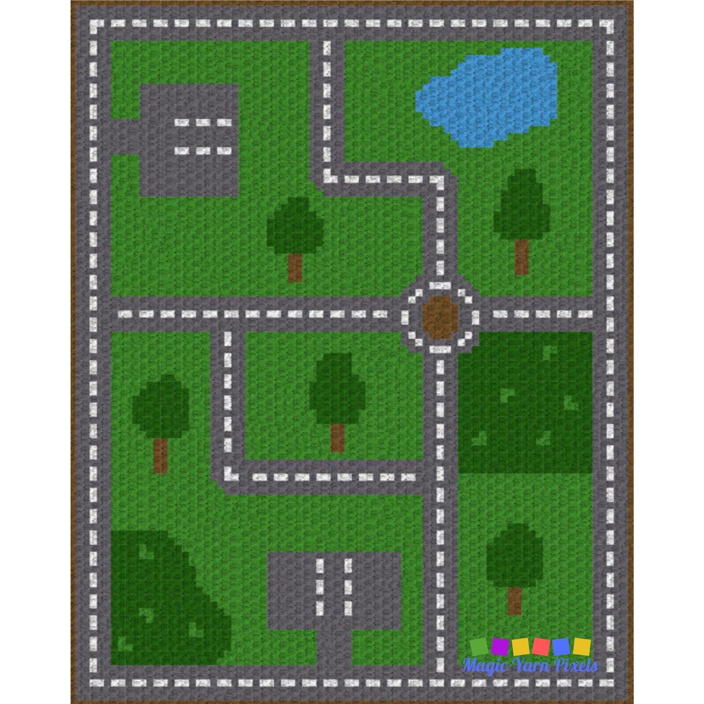 Toy Car Road Play Mat Graph and Pattern C2C & Tapestry Crochet - C2C Crochet Playmat - C2C Crochet Toy Car Blanket Baby Blanket Shower Gift