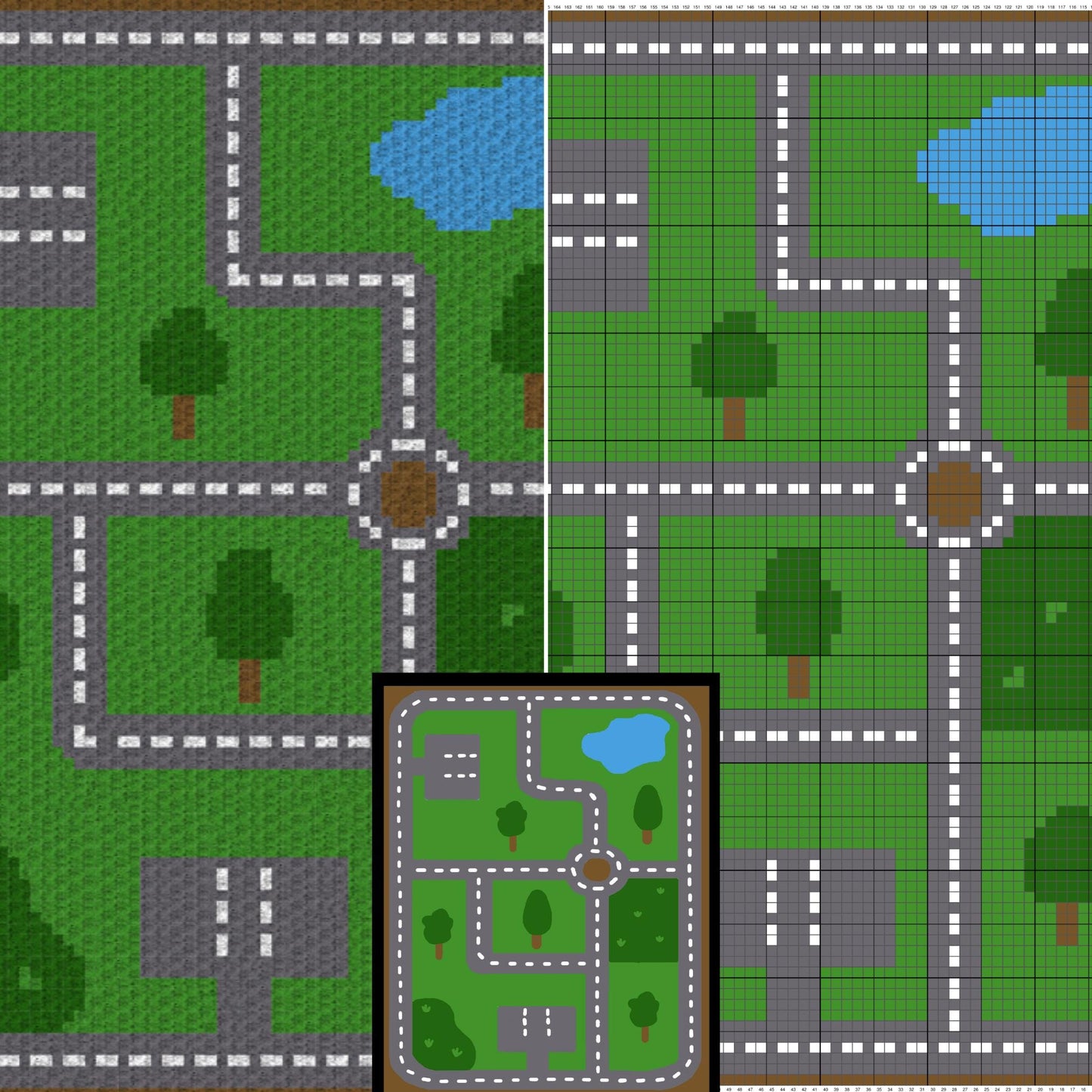 Toy Car Road Play Mat Graph and Pattern C2C & Tapestry Crochet - C2C Crochet Playmat - C2C Crochet Toy Car Blanket Baby Blanket Shower Gift