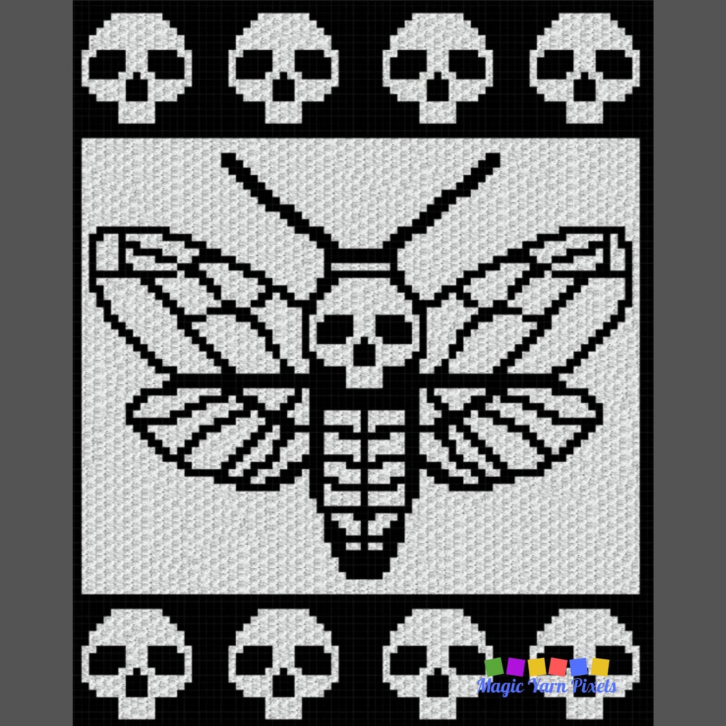 Metamorphosis C2C Crochet Deaths Head Moth Pattern Graph + Written Pattern for C2C & Tapestry Crochet | C2C Skull Moth Blanket C2C Afghan