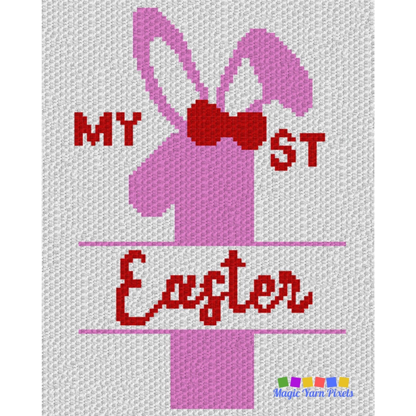 My First Easter Baby Girl Graph & Pattern C2C and Tapestry Crochet - Bunny Blanket Graphgan Crochet Girl Blanket-C2C Rabbit Baby Shower Gift