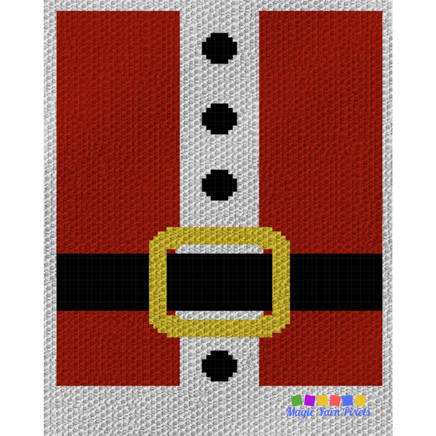 Santa Belt Crochet Graph + Written Pattern C2C & Tapestry Crochet | C2C Santa Blanket Christmas Afghan Baby Shower Gift Nursery Xmas Throw