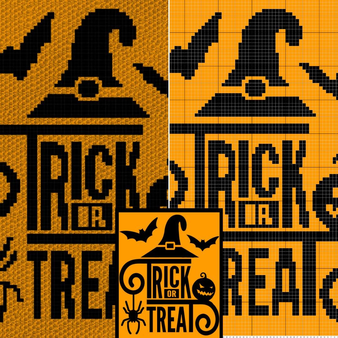 Halloween Trick Or Treat Graph and Pattern C2C & Tapestry Crochet - Trick Or Treat Graphgan - Halloween Crochet C2C - Halloween Blankets C2C