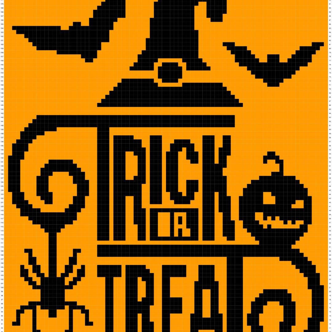 Halloween Trick Or Treat Graph and Pattern C2C & Tapestry Crochet - Trick Or Treat Graphgan - Halloween Crochet C2C - Halloween Blankets C2C