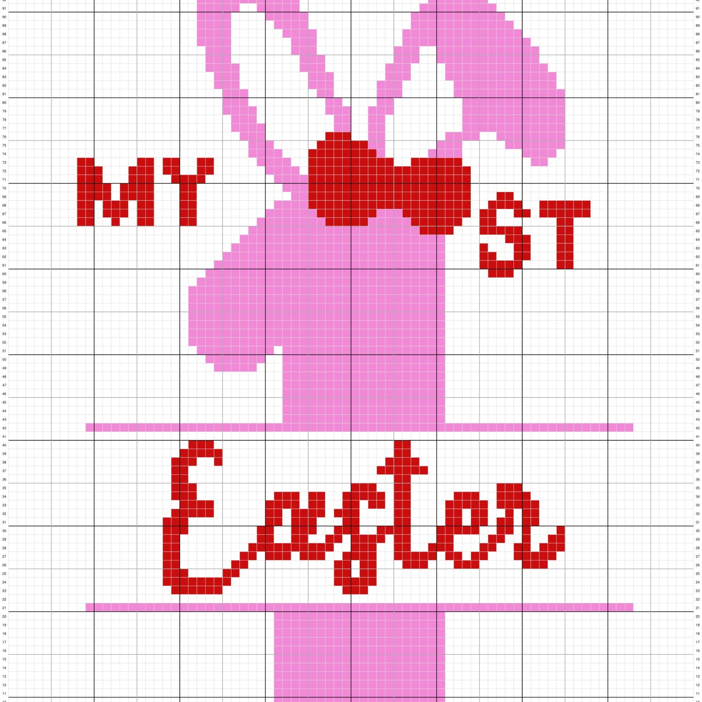 My First Easter Baby Girl Graph & Pattern C2C and Tapestry Crochet - Bunny Blanket Graphgan Crochet Girl Blanket-C2C Rabbit Baby Shower Gift