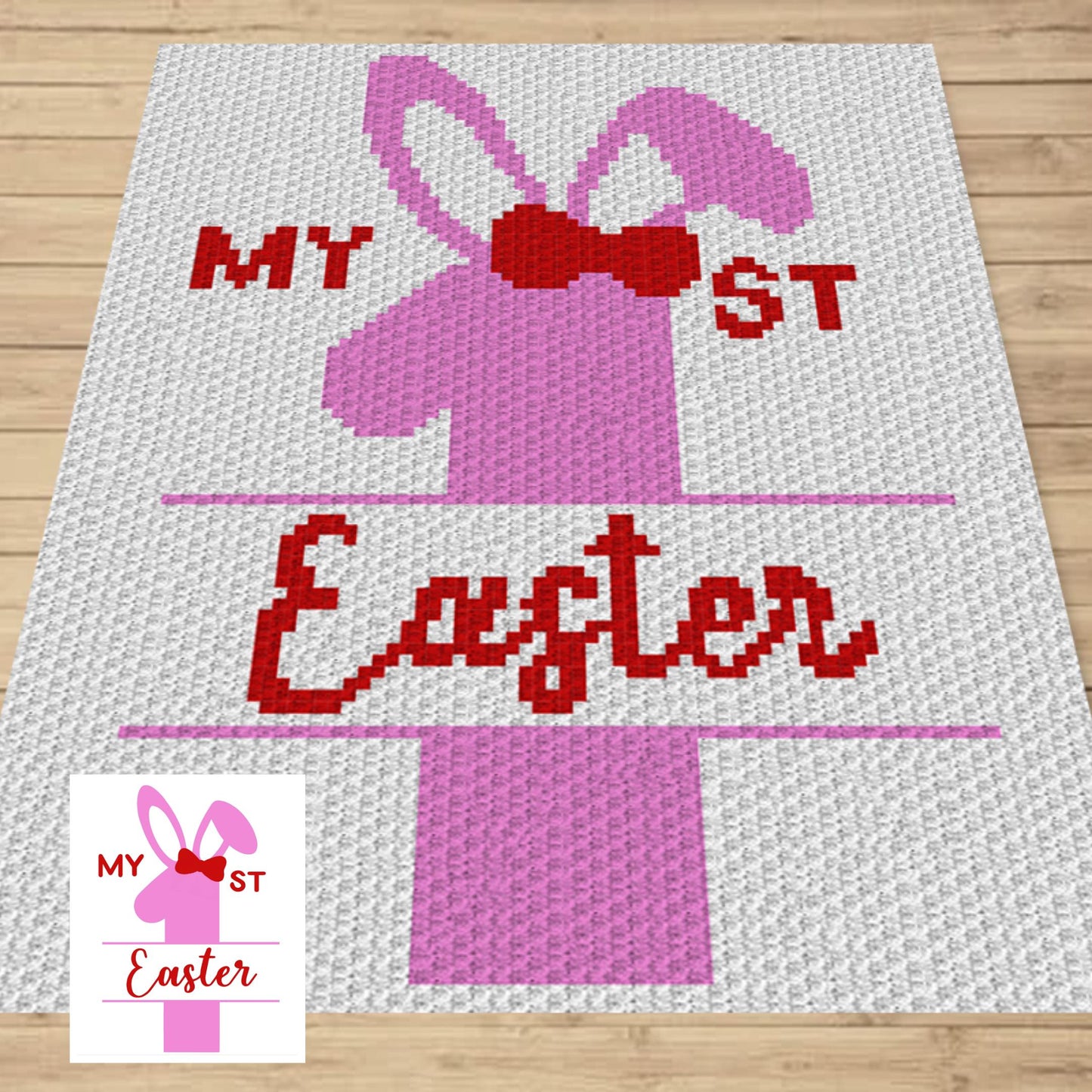 My First Easter Baby Girl Graph & Pattern C2C and Tapestry Crochet - Bunny Blanket Graphgan Crochet Girl Blanket-C2C Rabbit Baby Shower Gift