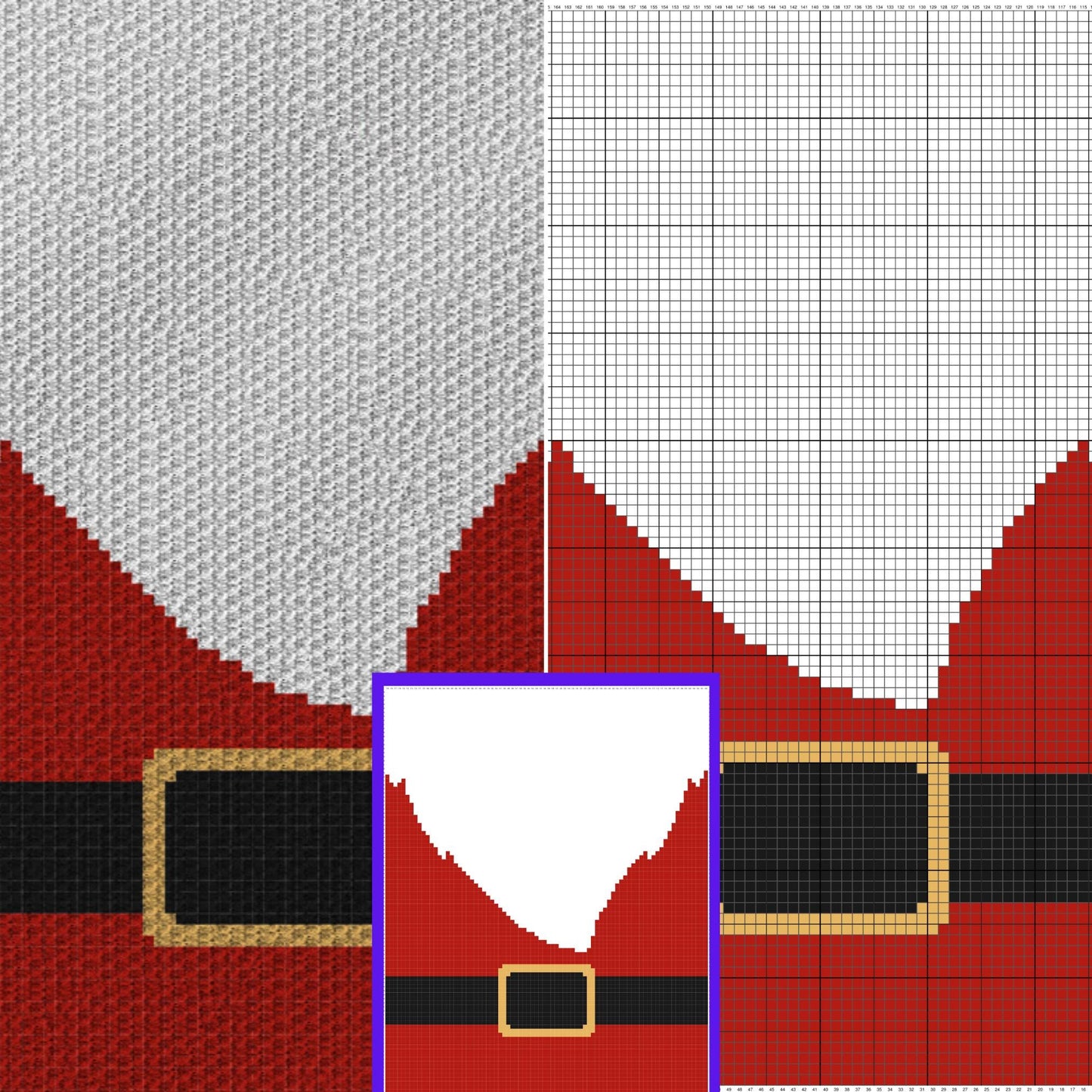 Santa Blanket Crochet Pattern + Graph C2C and Tapestry Crochet | C2C Santa Belt Christmas Afghan Baby Shower Gifts For Him Santa Belly Throw