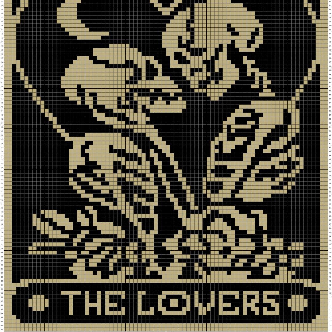 The Lovers Tarot Crochet Blanket Pattern Chart & Written Pattern For C2C + Tapestry Crochet | C2C Crochet Skull Blanket Goth Lovers Skeleton