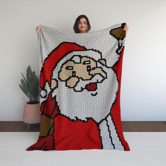 Christmas Santa Portrait Graph + Pattern Tapestry & C2C Crochet Christmas Santa Baby Blanket Patterns - C2C Crochet Santa Afghans Xmas Gifts