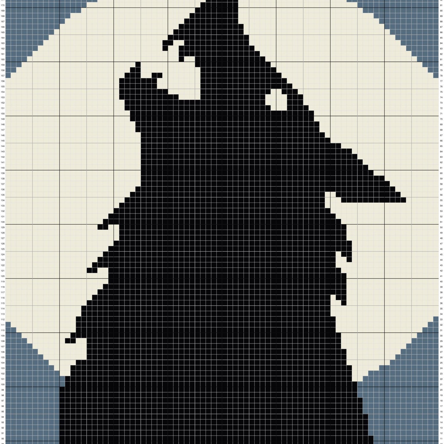 Wolf Howling At Moon Graph and Pattern C2C & Tapestry Crochet - Wolf Face Graphgan - Crochet Wolf Blanket - Wolf Afghan C2C Crochet Blankets