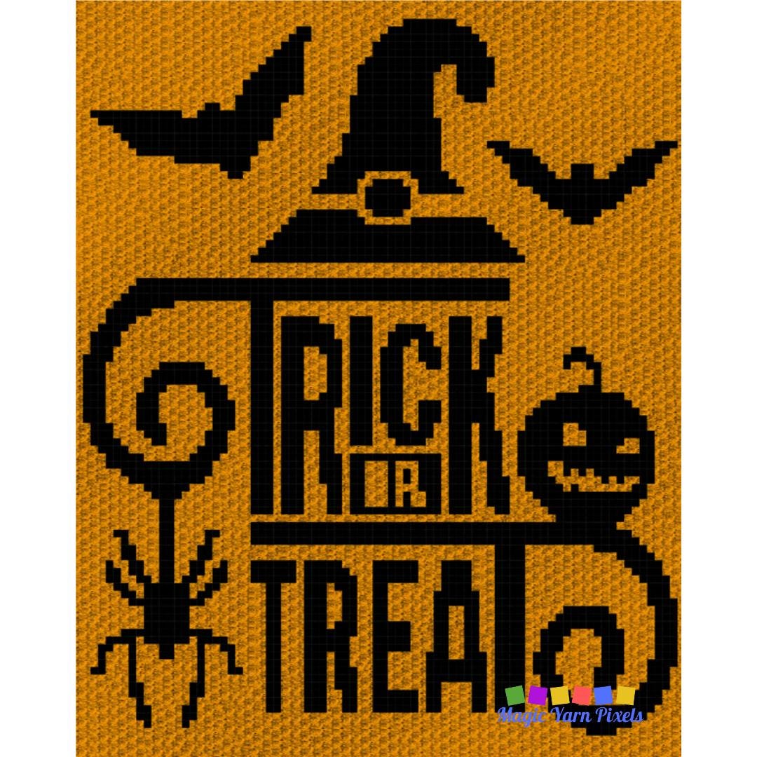 Halloween Trick Or Treat Graph and Pattern C2C & Tapestry Crochet - Trick Or Treat Graphgan - Halloween Crochet C2C - Halloween Blankets C2C