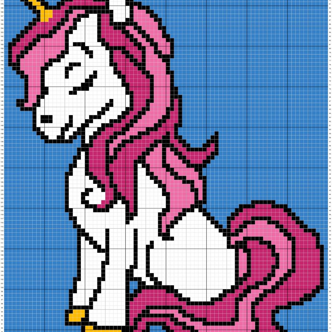 Pink Unicorn Graph and Pattern C2C & Tapestry Crochet - C2C Unicorn Graph - Unicorn Kids Crochet Blanket - Crochet Unicorn Blanket Baby Gift