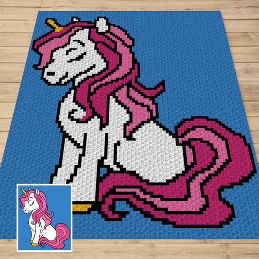 Pink Unicorn Graph and Pattern C2C & Tapestry Crochet - C2C Unicorn Graph - Unicorn Kids Crochet Blanket - Crochet Unicorn Blanket Baby Gift