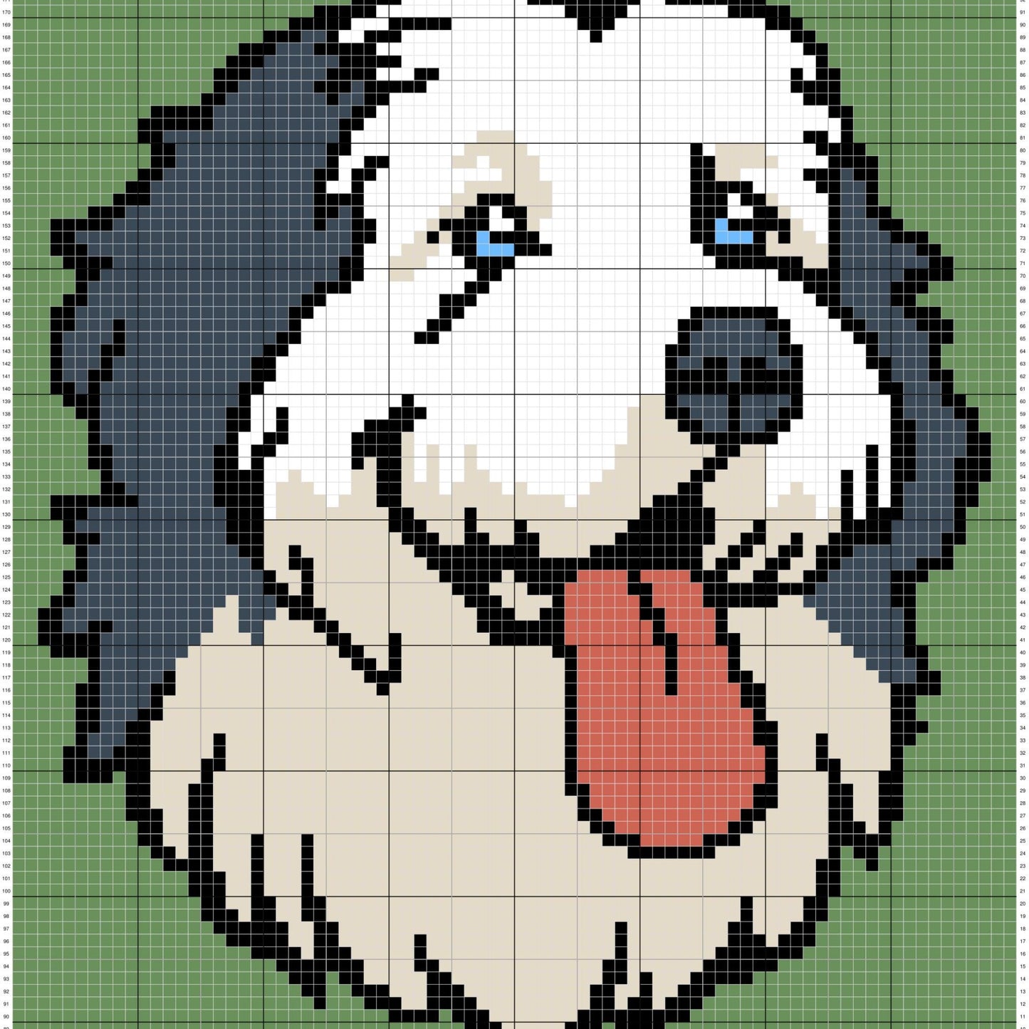 Old English Sheepdog Portrait Graph + Pattern C2C & Tapestry Crochet - C2C Sheep Dog Crochet Dog Blanket Gift For Dog Lovers Birthday Gift