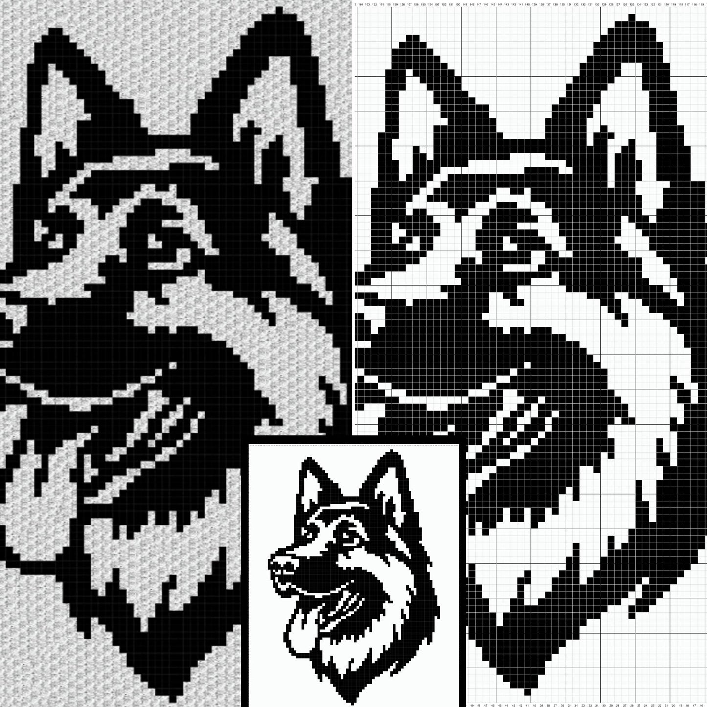 German Shepherd Dog Graph and Pattern C2C & Tapestry Crochet - Germam Dog Graphgan Crochet German Shepherd - Dog Afghan C2C Crochet Blankets
