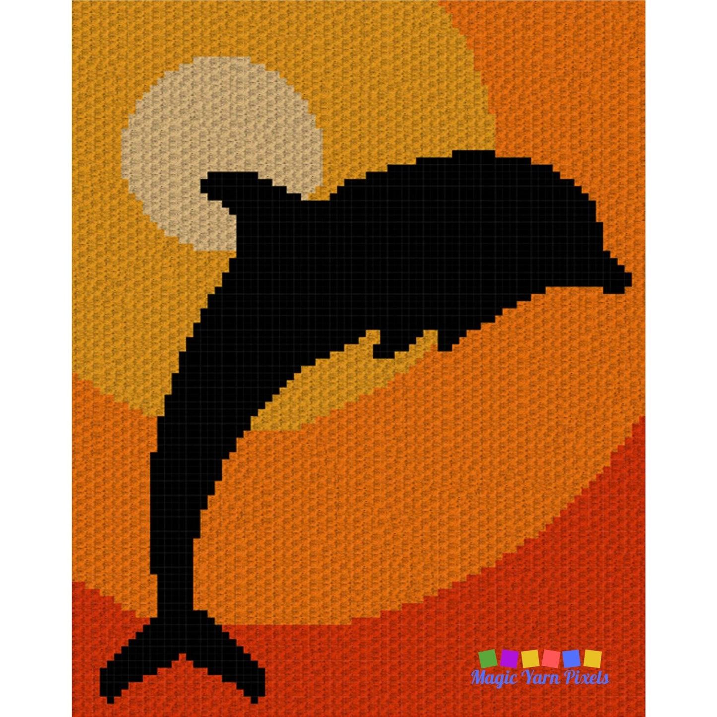 Sunset Dolphin Graph and Pattern C2C & Tapestry Crochet - Dolphin Graphgan - Crochet Dolphin Blanket - Sea Animals C2C Blanket Gift Baby