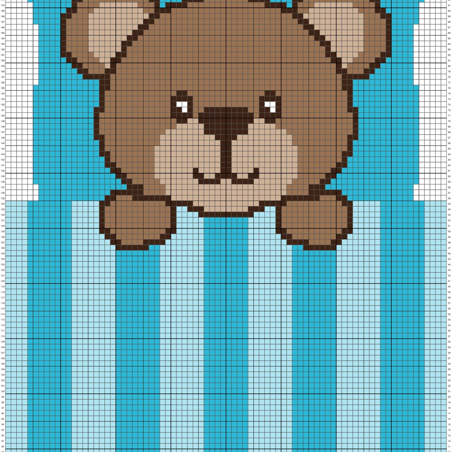 Sleepy Little Teddy Bear Graph & Pattern C2C + Tapestry Crochet - C2C Bear Graphghan Animal Crochet Blanket Afghan Baby Shower Teddy Blanket
