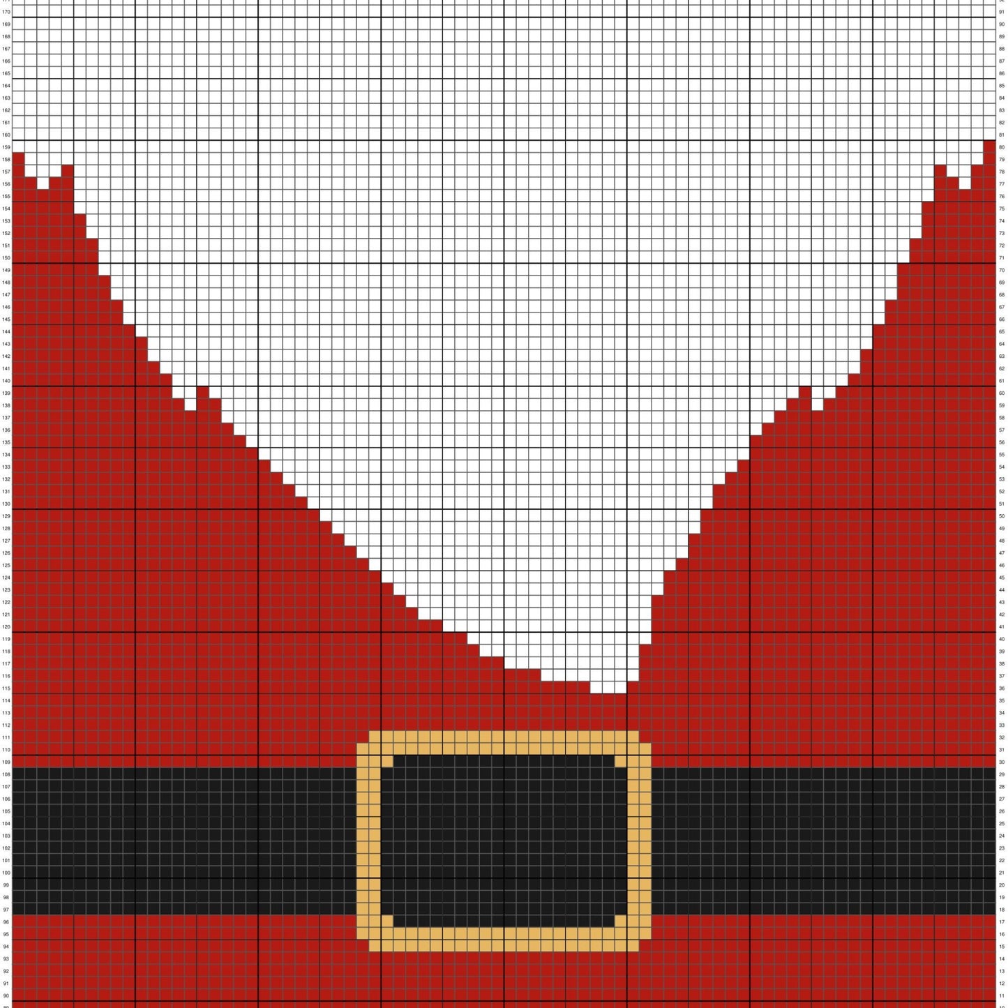 Santa Blanket Crochet Pattern + Graph C2C and Tapestry Crochet | C2C Santa Belt Christmas Afghan Baby Shower Gifts For Him Santa Belly Throw