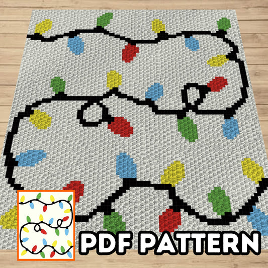 Christmas Lights Crochet Pattern + Graph C2C & Tapestry Crochet | Christmas Blanket Pattern C2C Throw Xmas Afghan Baby Shower Gift Birthday