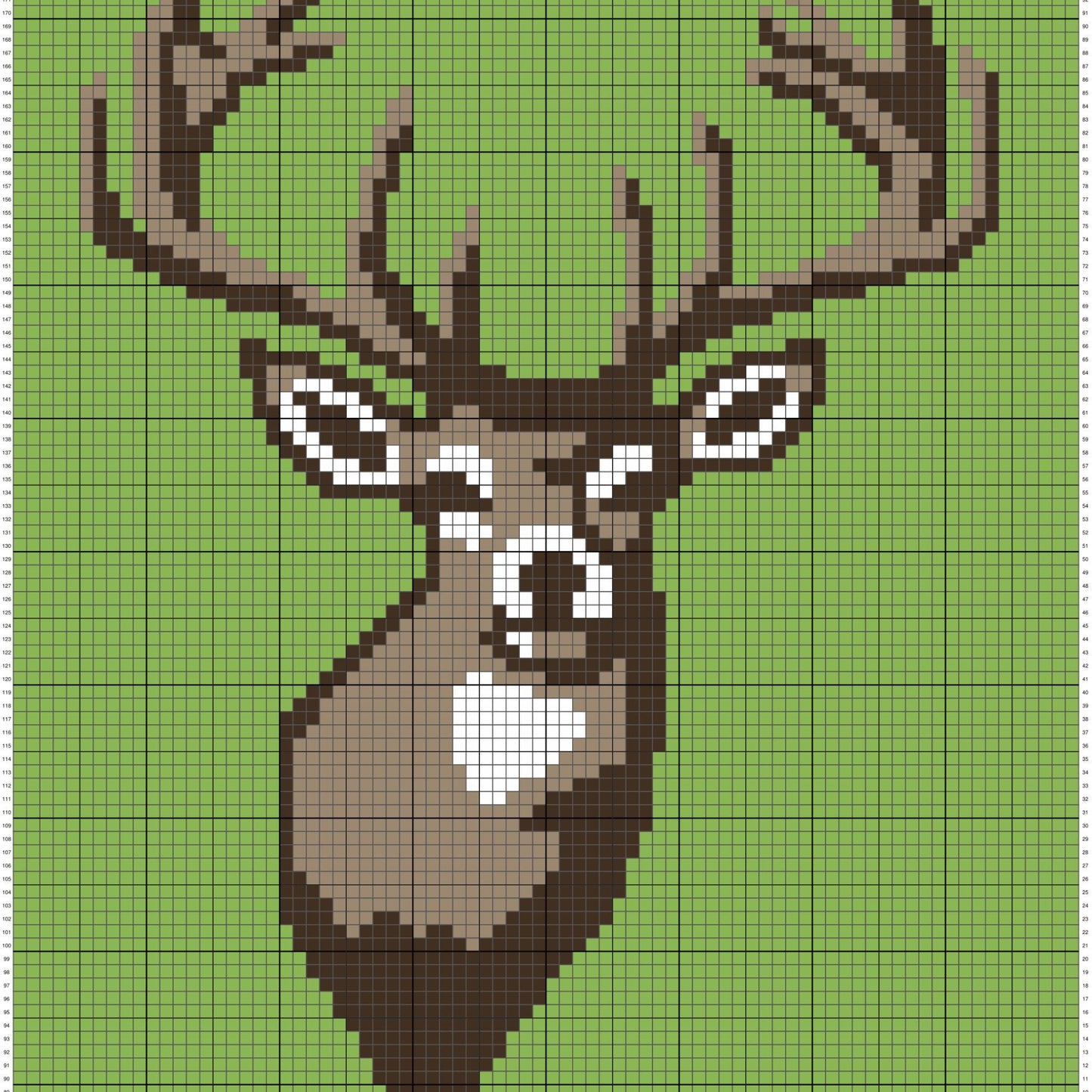 Whitetail Deer Graph + Written Pattern For C2C & Tapestry Crochet | Deer C2C Graphgan - C2C Crochet Deer Blanket Animal Baby Blanket Afghan
