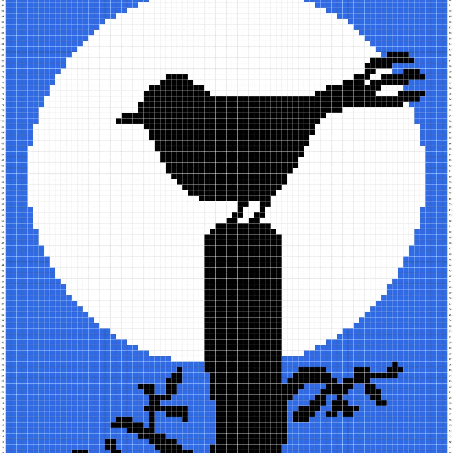 Bird Silhouette In Moonlight Graph & Pattern C2C and Tapestry Crochet Bird Blanket Graphgan - Robin Bird Crochet Blanket C2C Bird Lover Gift