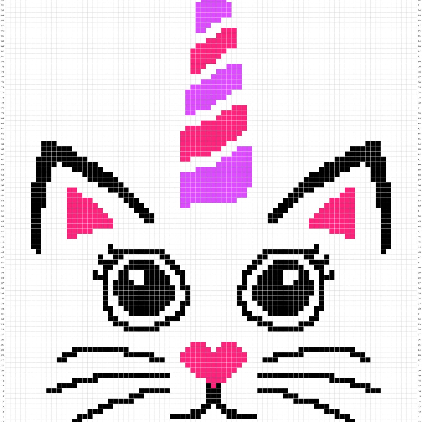 Cute Caticorn Face Graph & Pattern C2C and Tapestry Crochet - Crochet Unicorn Graphgan Cat Unicorn Crochet Blanket C2C Cat Blanket Gift Baby