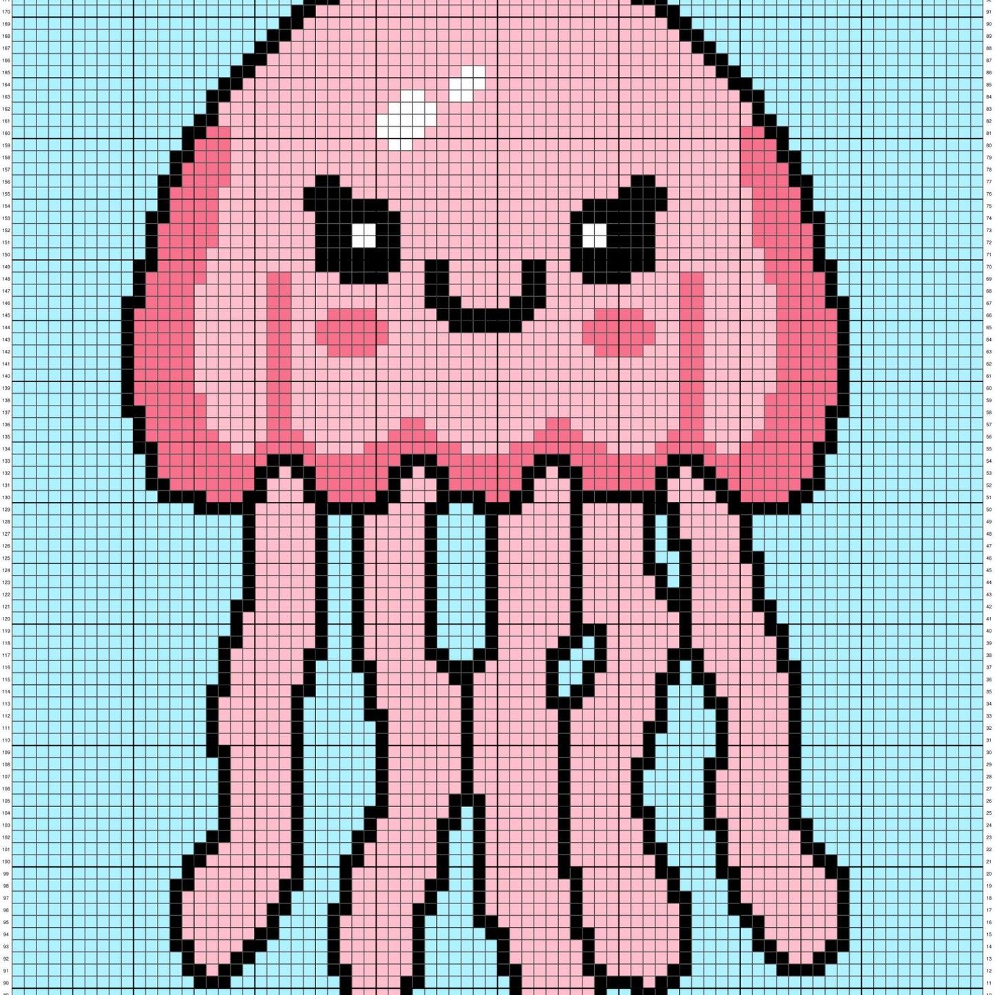 Baby Jellyfish Written Pattern + Graph C2C & Tapestry Crochet | Jellyfish Crochet Graph Jellyfish Blanket - Ocean Nautical Nursery Blanket