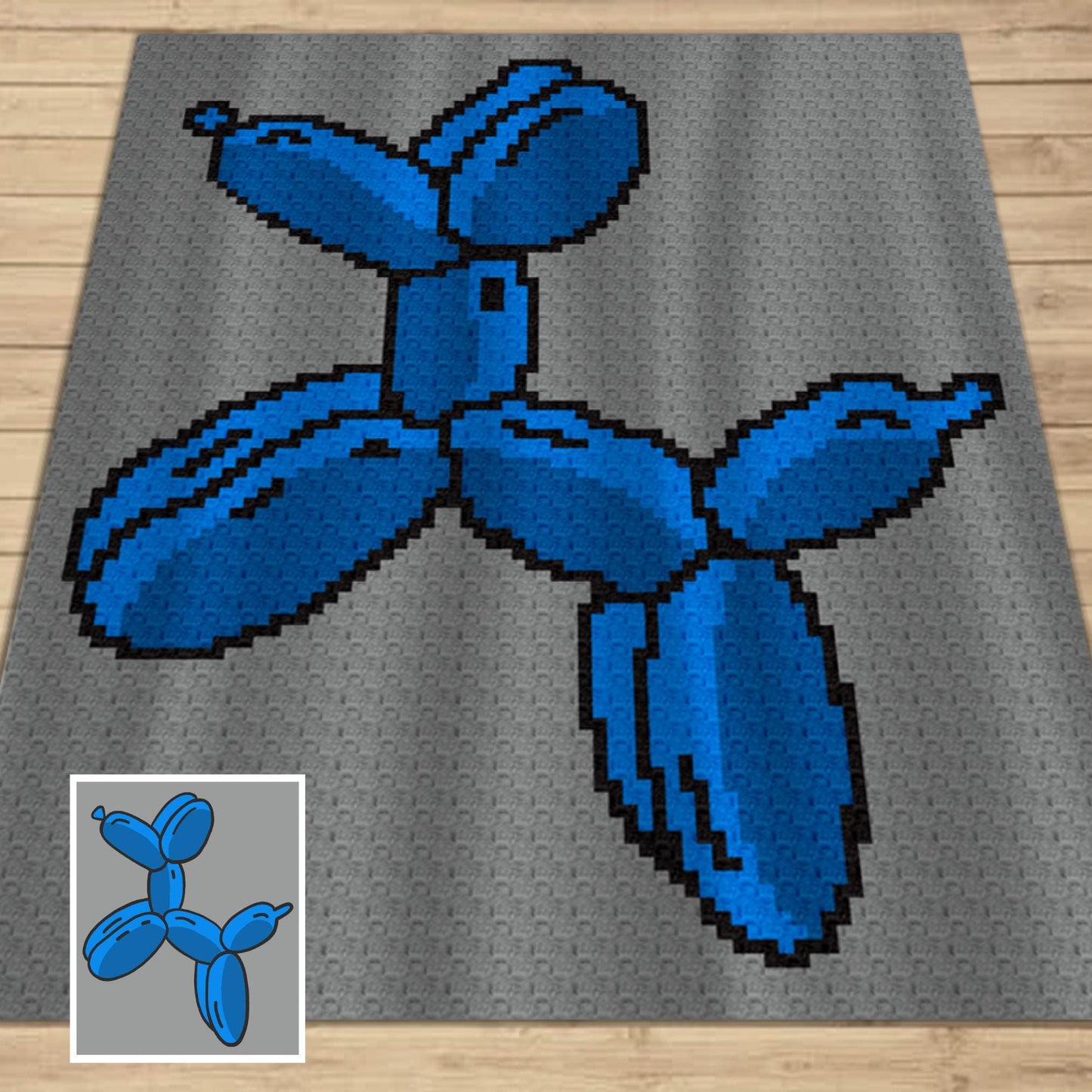 Balloon Dog Graph + Written Pattern For C2C & Tapestry Crochet - Crochet Balloon Dog C2C Chart - Balloon Dog Crochet Blankets - C2C Balloons