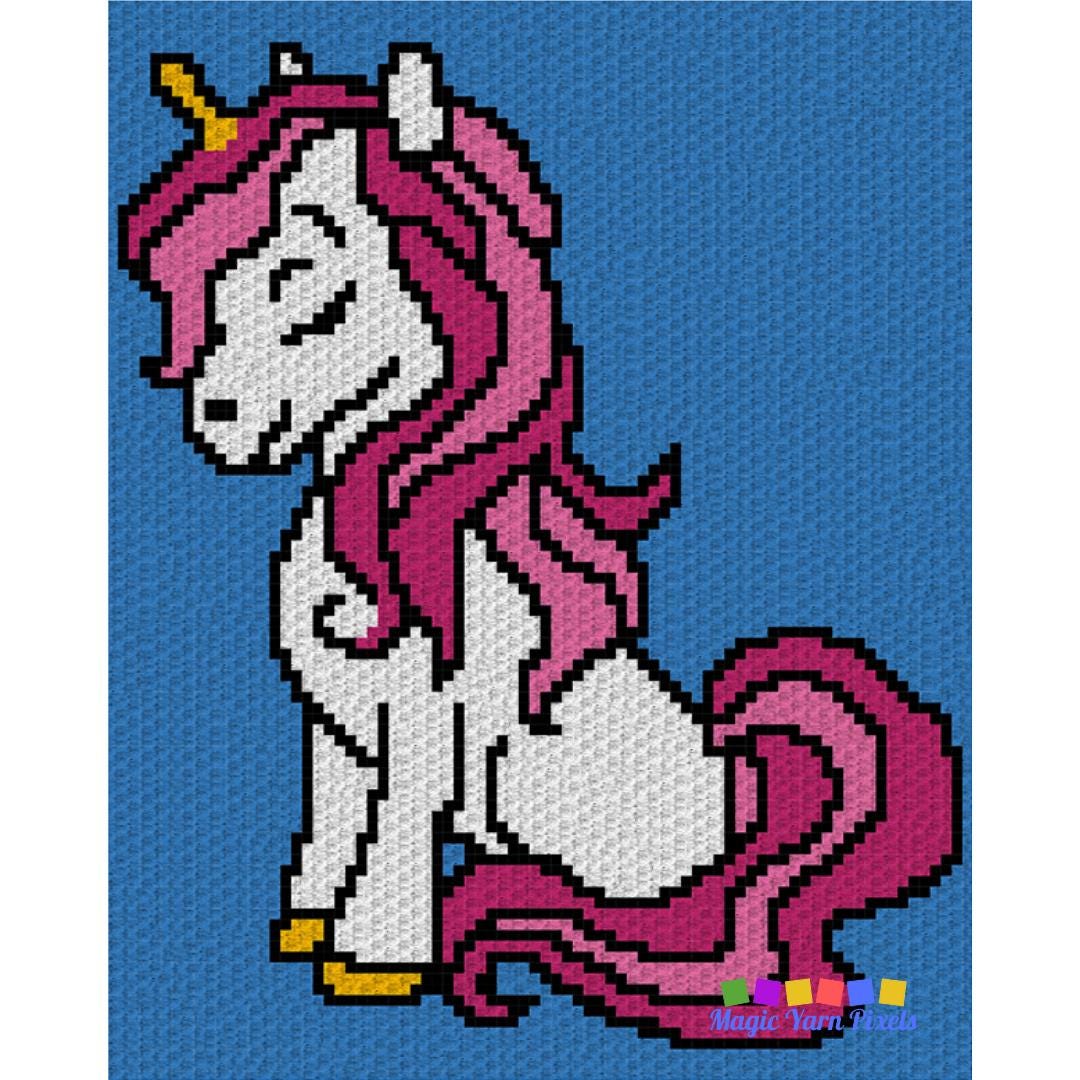 Pink Unicorn Graph and Pattern C2C & Tapestry Crochet - C2C Unicorn Graph - Unicorn Kids Crochet Blanket - Crochet Unicorn Blanket Baby Gift
