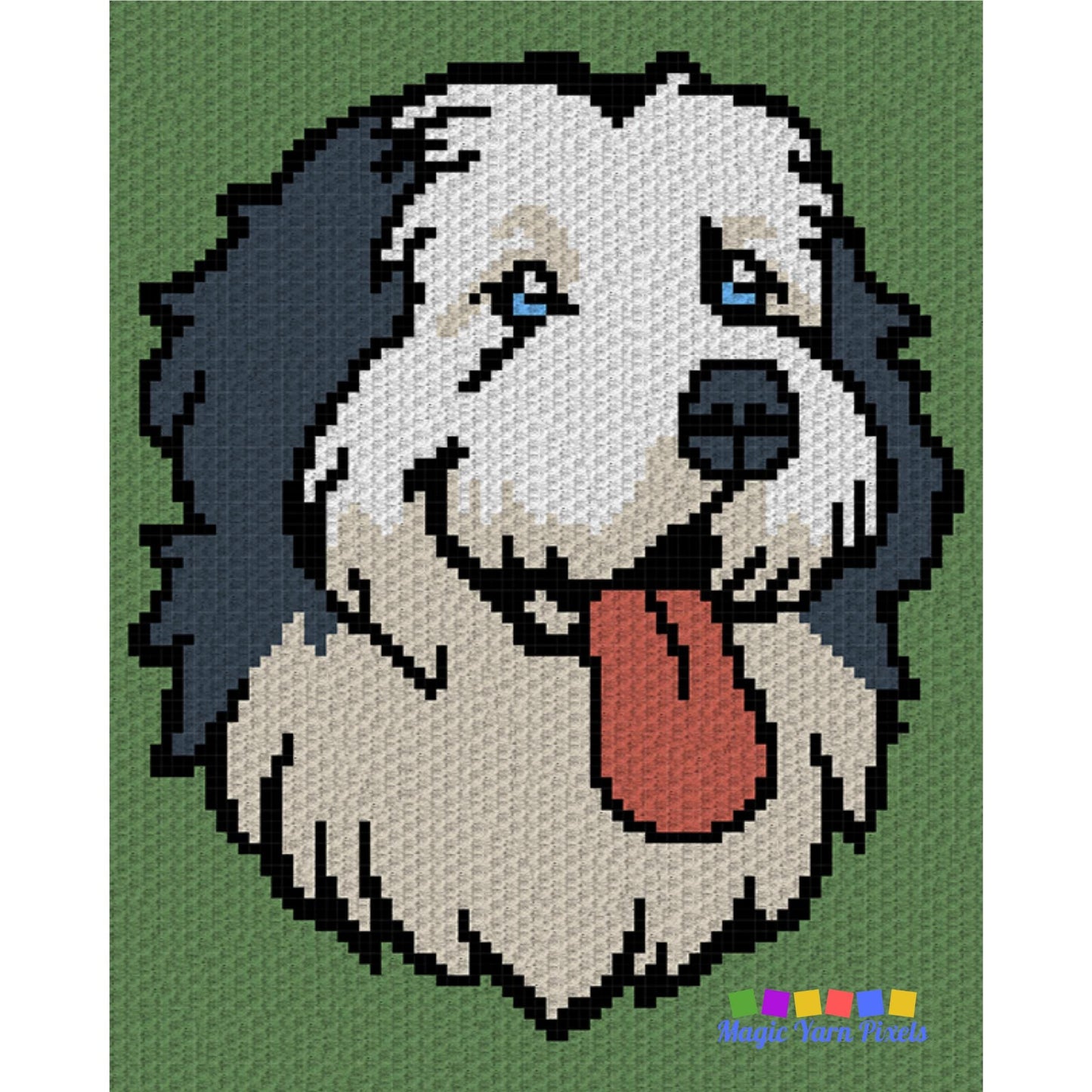 Old English Sheepdog Portrait Graph + Pattern C2C & Tapestry Crochet - C2C Sheep Dog Crochet Dog Blanket Gift For Dog Lovers Birthday Gift