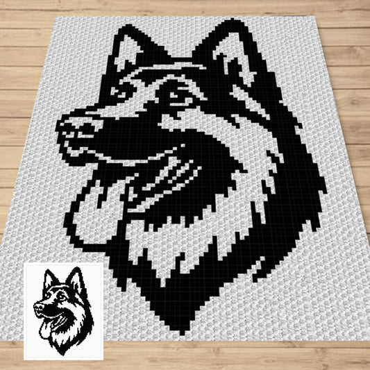 German Shepherd Dog Graph and Pattern C2C & Tapestry Crochet - Germam Dog Graphgan Crochet German Shepherd - Dog Afghan C2C Crochet Blankets