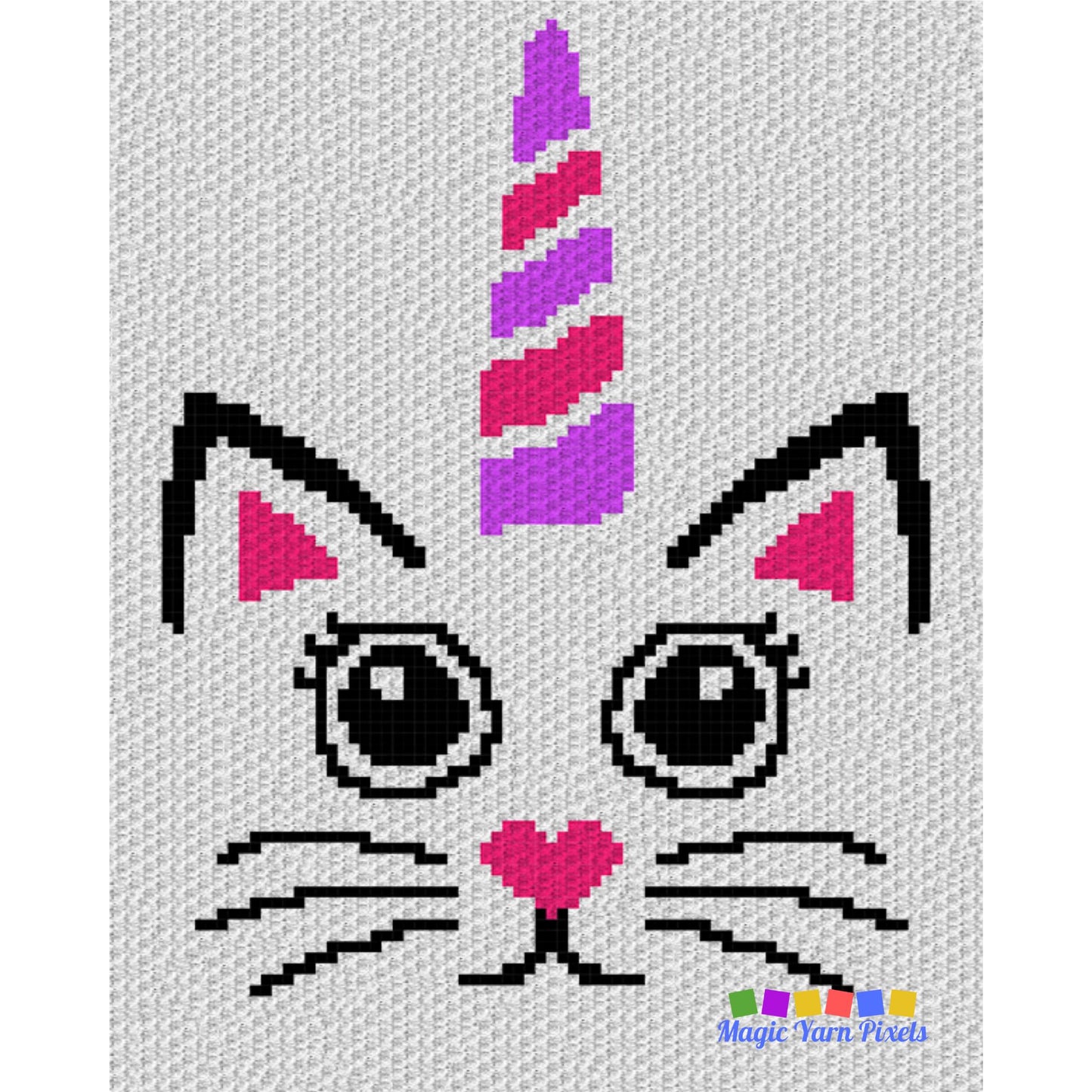 Cute Caticorn Face Graph & Pattern C2C and Tapestry Crochet - Crochet Unicorn Graphgan Cat Unicorn Crochet Blanket C2C Cat Blanket Gift Baby