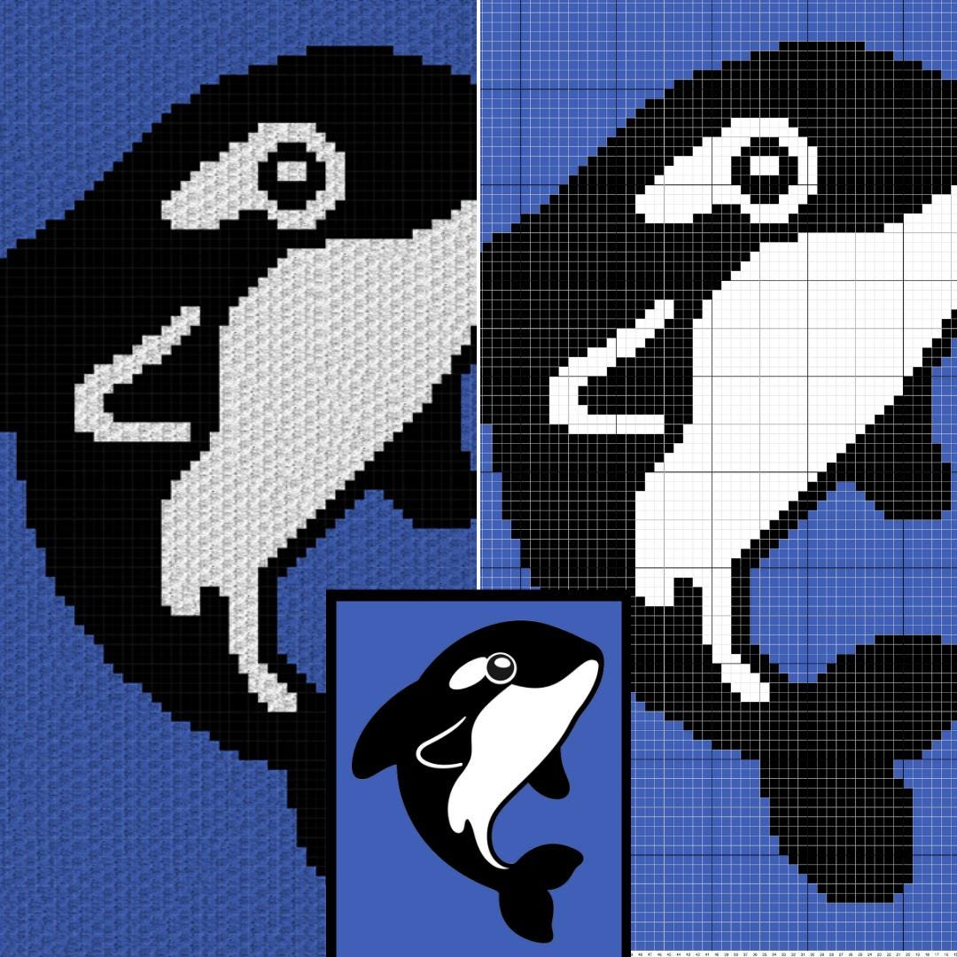 Ocean Whale Graph and Pattern C2C & Tapestry Crochet - Cute Whale Graphgan Crochet Whale Blankets - Ocean Theme Nursery C2C Blanket Patterns