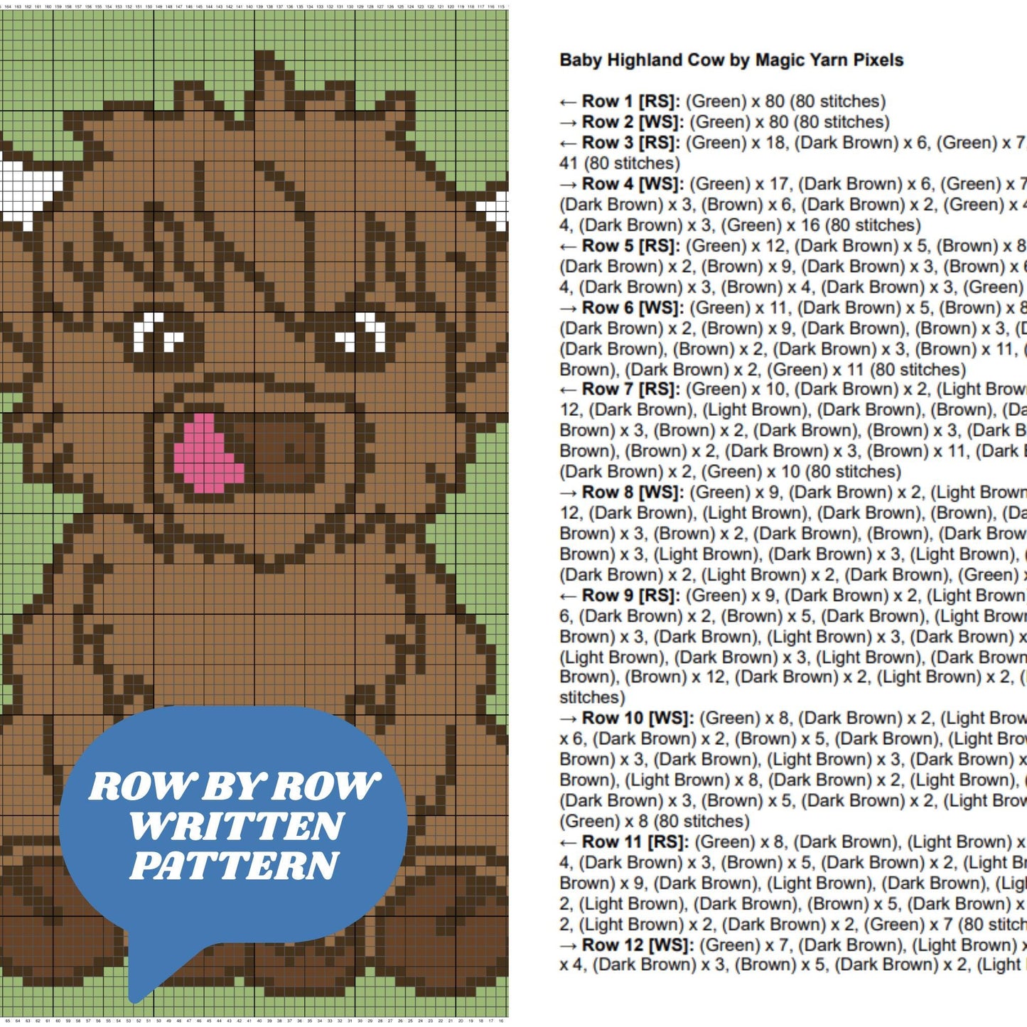 Baby Highland Cow Graph Crochet Pattern For C2C + Tapestry Crochet | Baby Cow Blanket Scottish Cow Crochet Afghan Baby Shower Gift For Boy