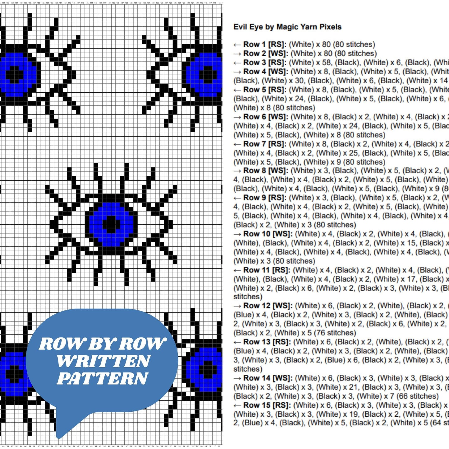 Evil Eye Afgan Pattern Graph + Pattern C2C & Tapestry Crochet | C2C Crochet Evil Eye Blanket Gift For Home House Protection Baby Shower Gift
