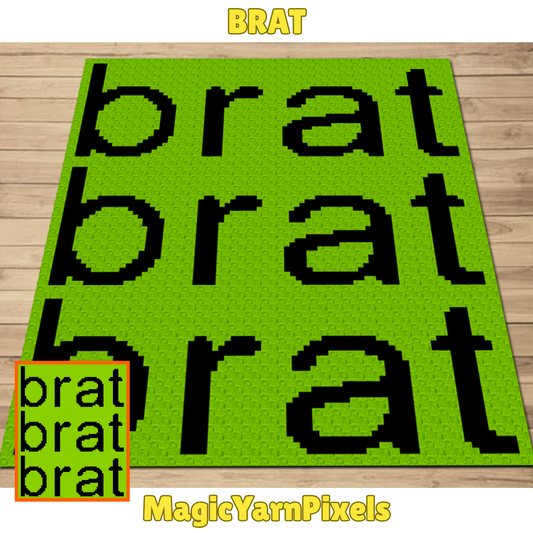 Green Brat Inspired Crochet Afghan w/ Graph & Written Pattern | CharliXCX Fan Brat Song Graph Print Tapestry Afghan Sassy Gifts Music Lovers