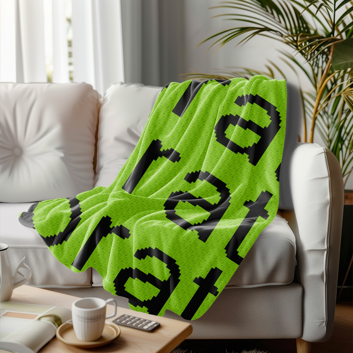 Green Brat Inspired Crochet Afghan w/ Graph & Written Pattern | CharliXCX Fan Brat Song Graph Print Tapestry Afghan Sassy Gifts Music Lovers