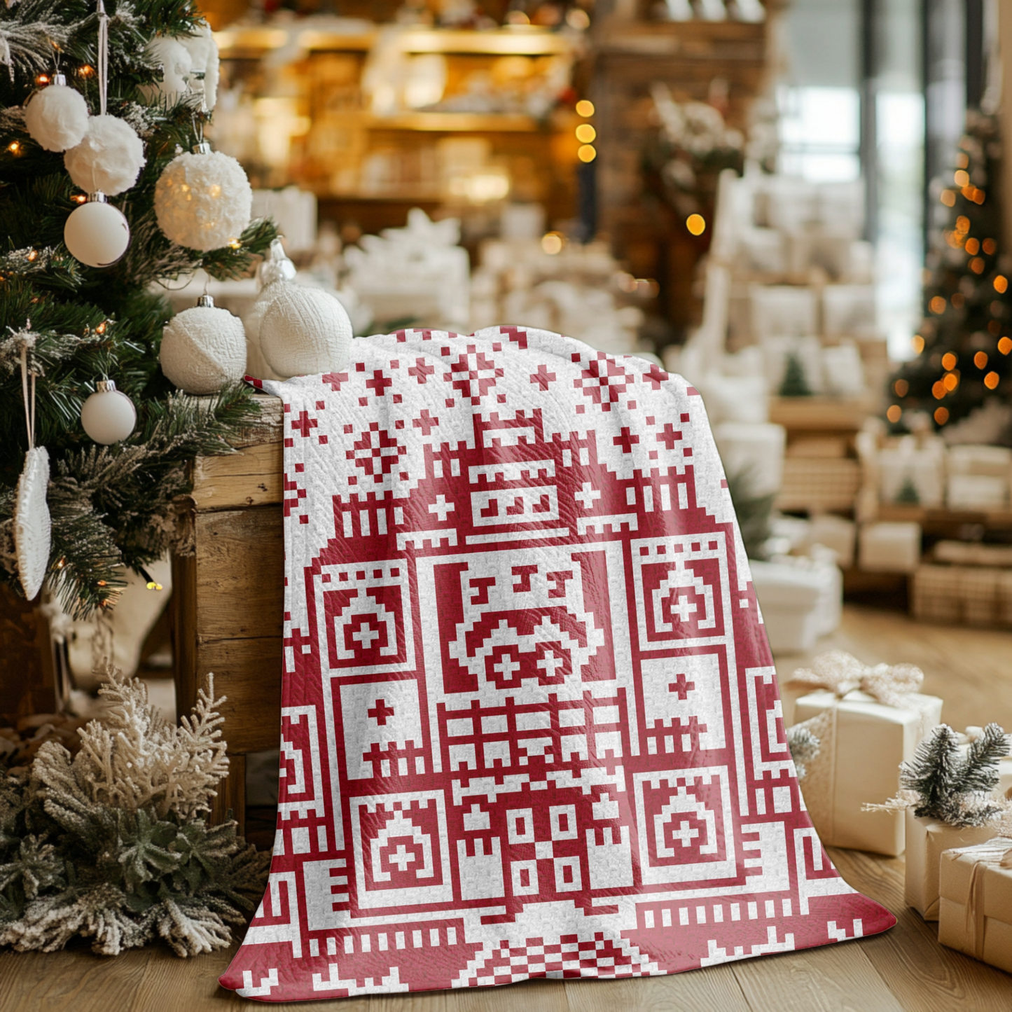 Christmas Heartwarming Hilltop Holiday House Crochet Blanket Pattern Chart & Written Pattern For C2C + Tapestry Reindeers Santa Gifts Afghan