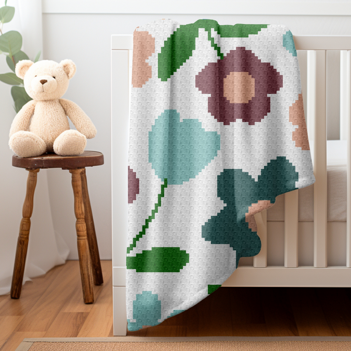 Pastel Fields Graph & Pattern C2C Tapestry Crochet - C2C Flower Garden Blanket - Crochet Tulip Blanket - C2C Floral Crochet Blanket Graphgan