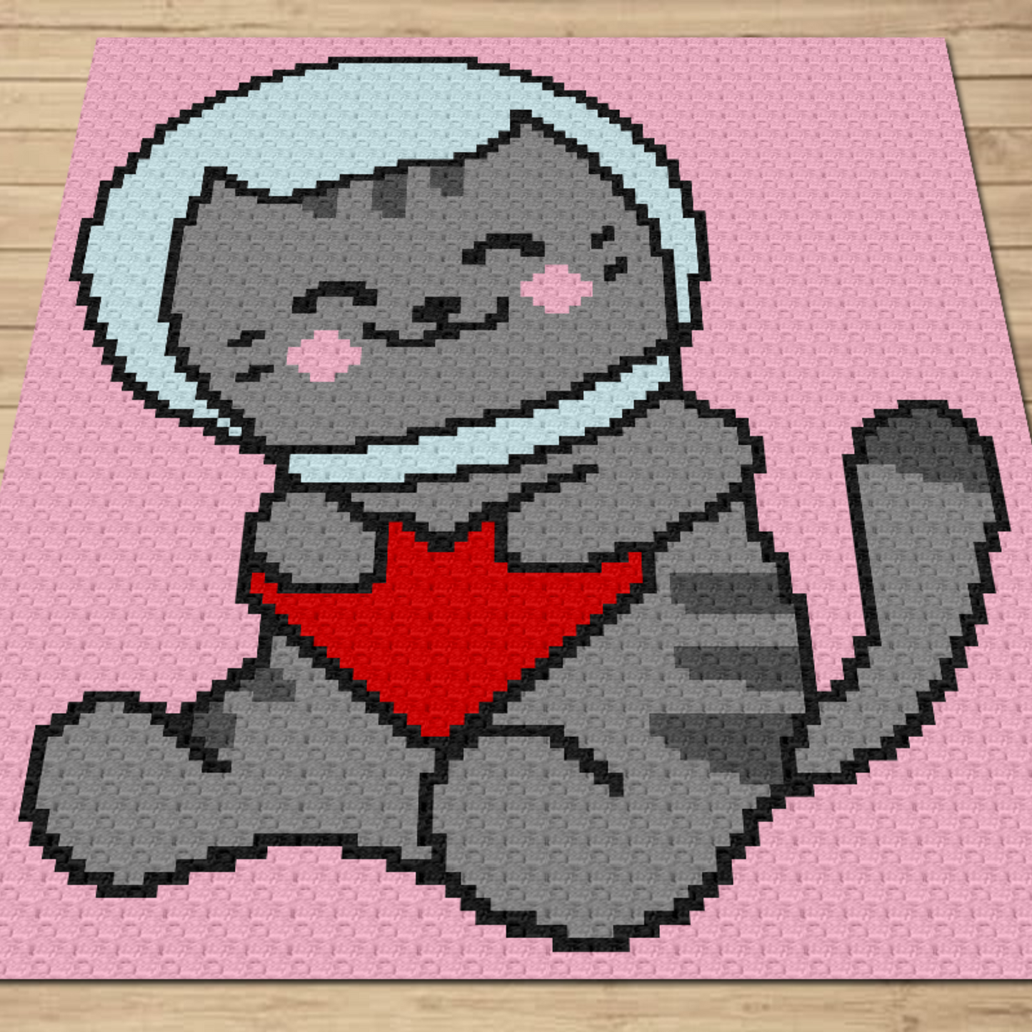 Astronaut Cat Graph + Written Pattern For C2C & Tapestry Crochet - Crochet Cat Graph - Crochet Cat Baby Blanket - Kawaii Space Kitten Afghan