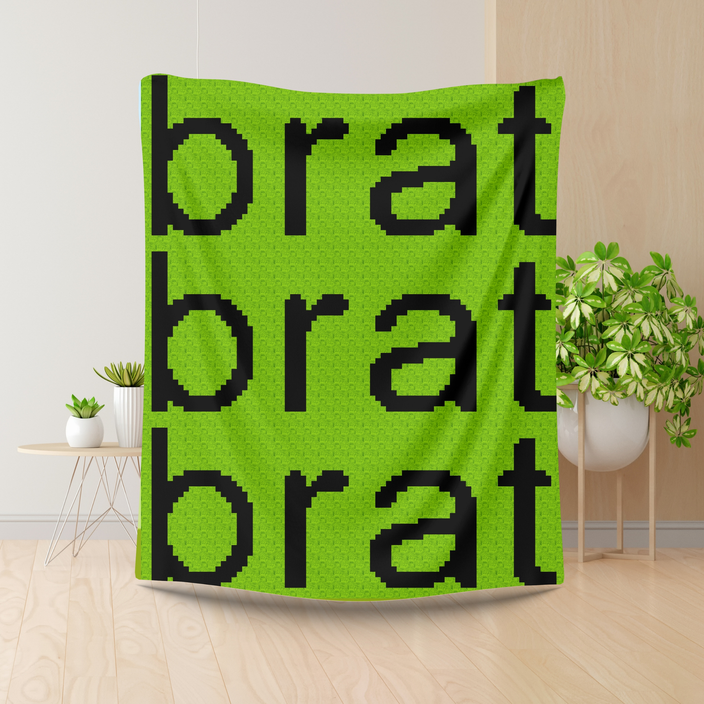 Green Brat Inspired Crochet Afghan w/ Graph & Written Pattern | CharliXCX Fan Brat Song Graph Print Tapestry Afghan Sassy Gifts Music Lovers