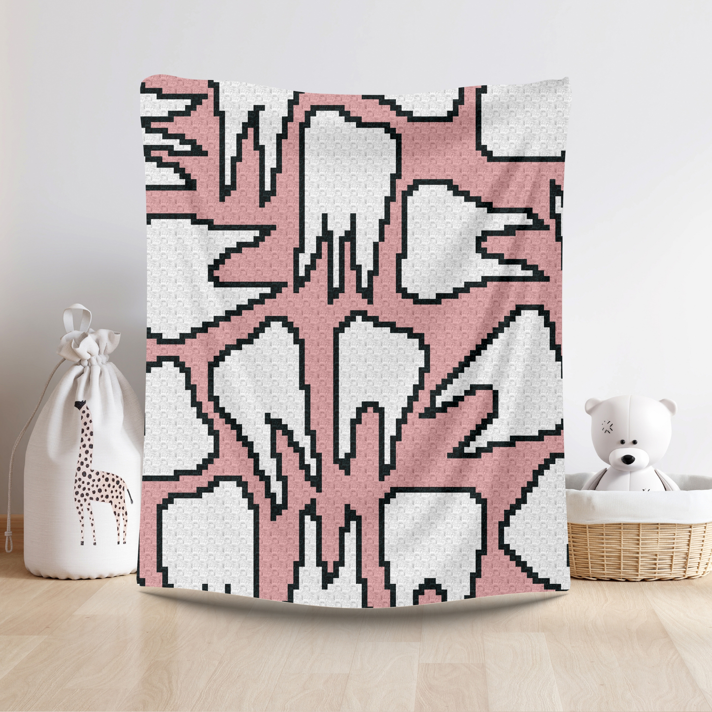 Seamless Teeth Pattern + Graph for C2C & Tapestry Crochet | C2C Crochet Gift For Dentists | Crochet Tooth Fairy Blanket Cute Teeth Afghan