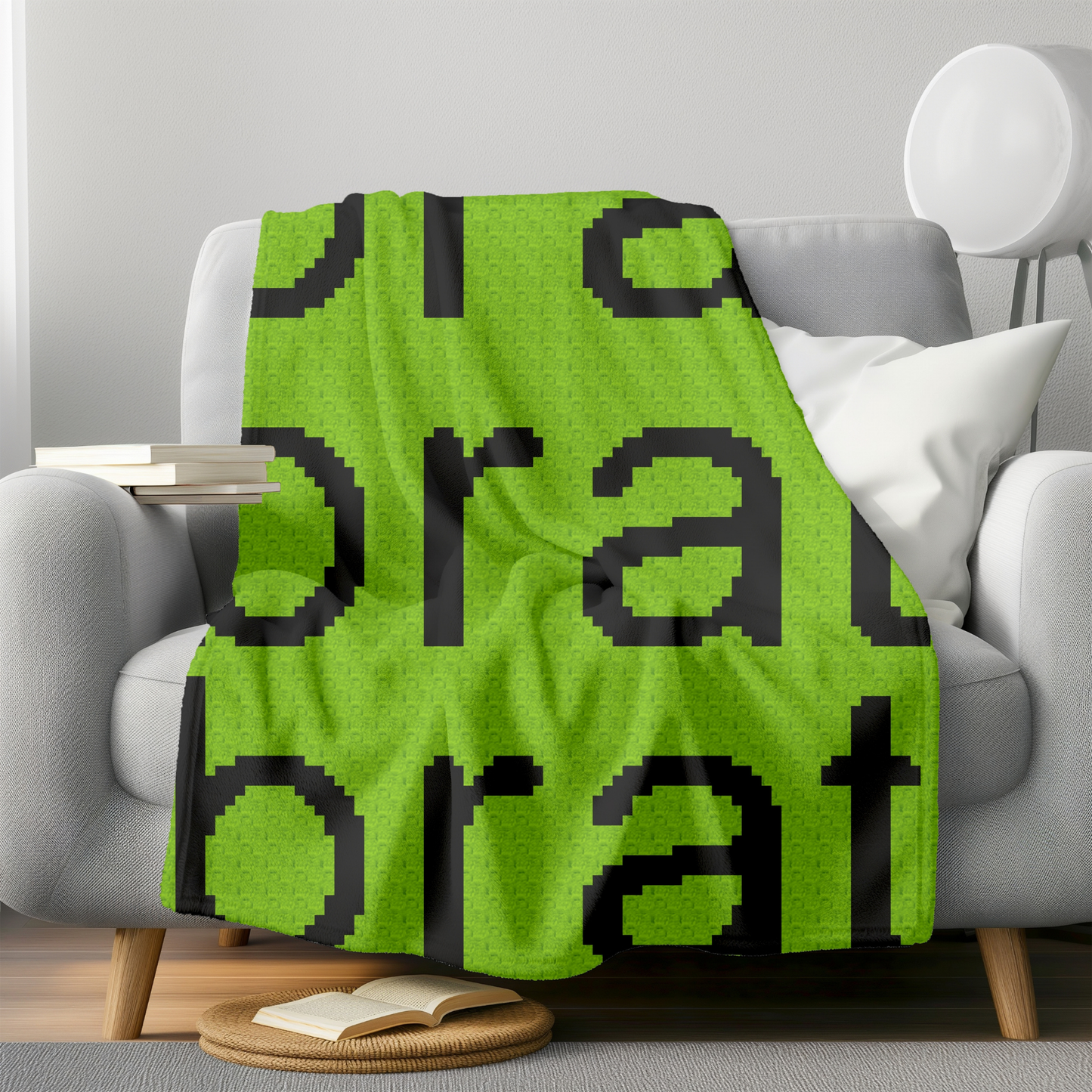 Green Brat Inspired Crochet Afghan w/ Graph & Written Pattern | CharliXCX Fan Brat Song Graph Print Tapestry Afghan Sassy Gifts Music Lovers