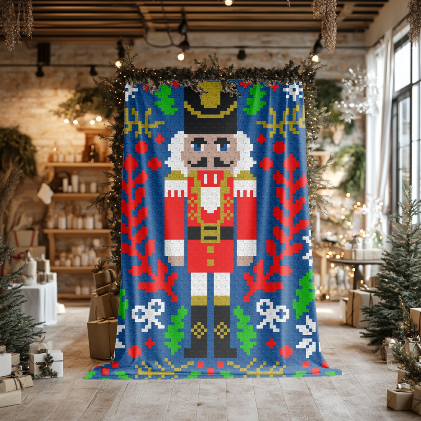 Christmas Nutcracker Afghan Graph & Pattern for C2C + Tapestry Crochet | Prince Nutcracker Easy Crochet Pattern Holiday Gifts Traditional