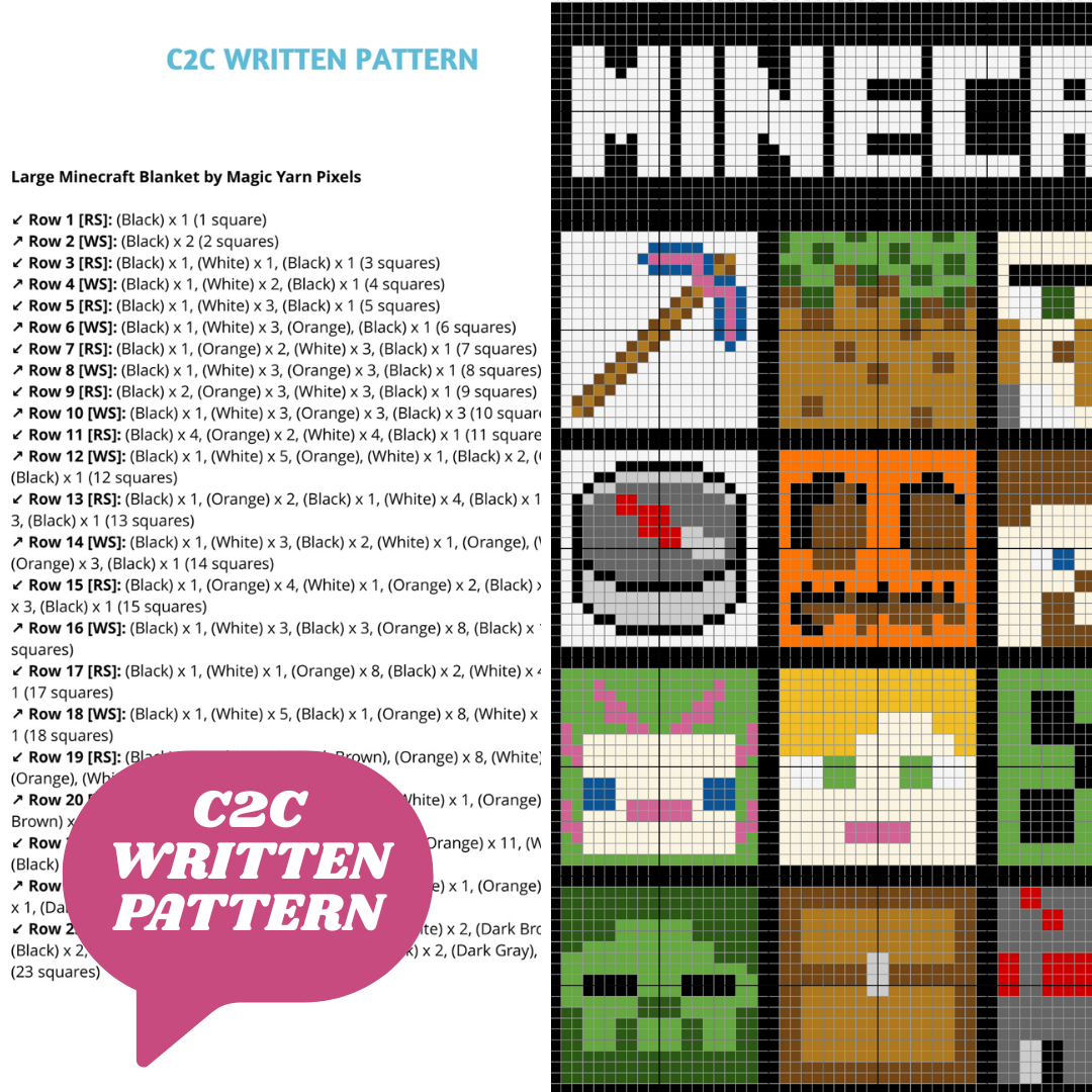Large Minecraft Blanket by Magic Yarn Pixels