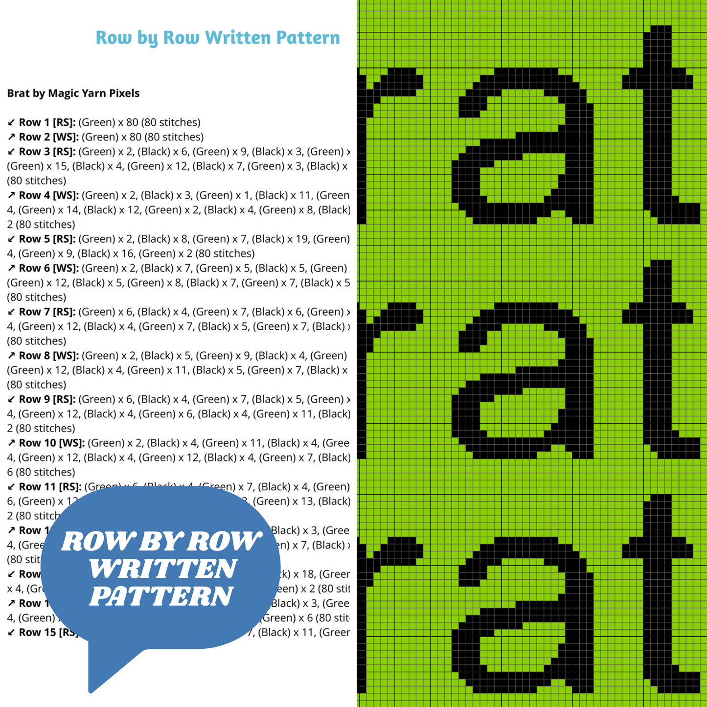 Green Brat Inspired Crochet Afghan w/ Graph & Written Pattern | CharliXCX Fan Brat Song Graph Print Tapestry Afghan Sassy Gifts Music Lovers