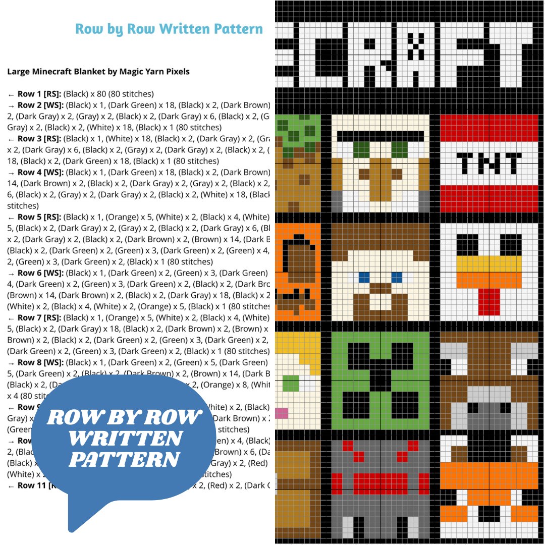 Large Minecraft Blanket by Magic Yarn Pixels
