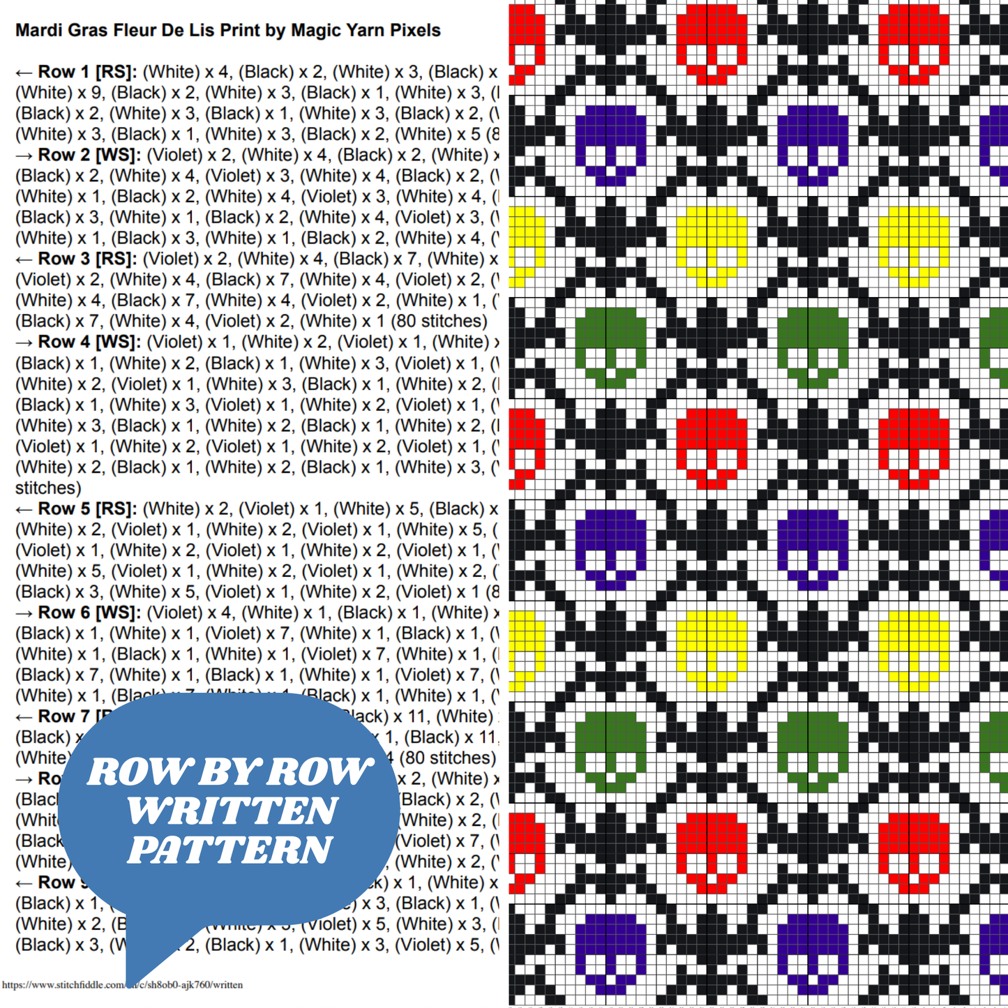 Mardi Gras Fleur De Lis Skulls Crochet Blanket Pattern w/ Chart & Written Pattern For C2C + Tapestry | Graphgan New Orleans Occult Gifts Him