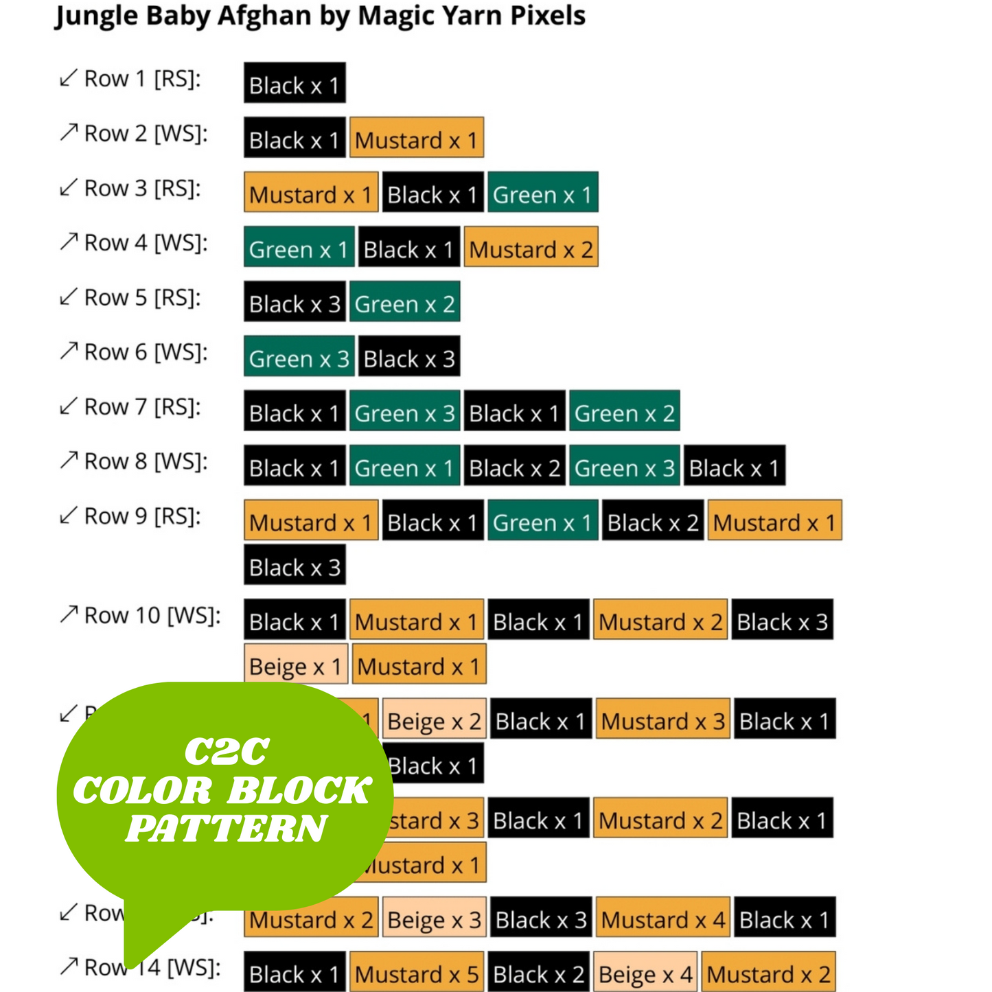 Jungle Baby Afghan Graph & Pattern C2C Tapestry Crochet | Jungle Baby Blanket Pattern Monkey Giraffe Lion Elephant Tiger Crochet Baby Gifts